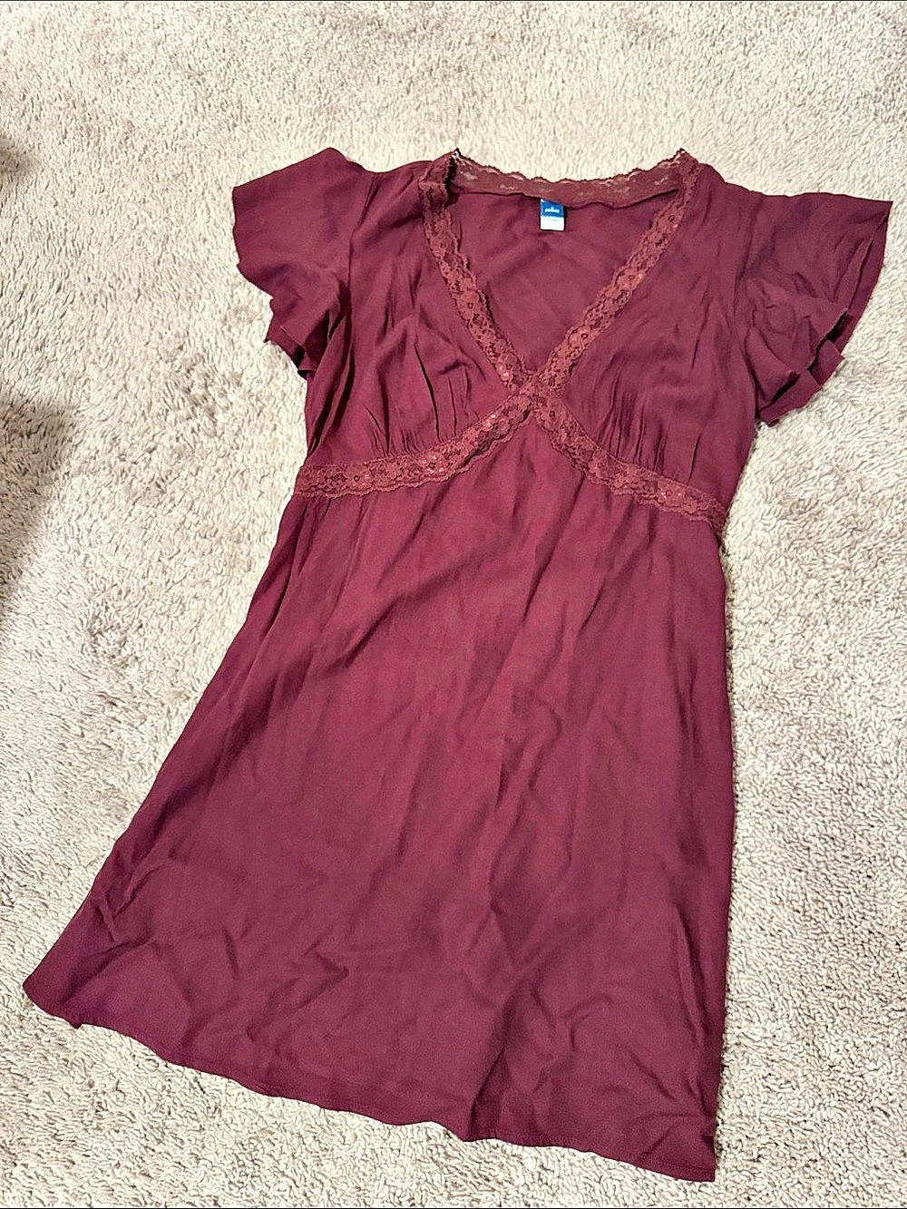 Old Navy Lace Trim Mini Dress in Purple Size Medium